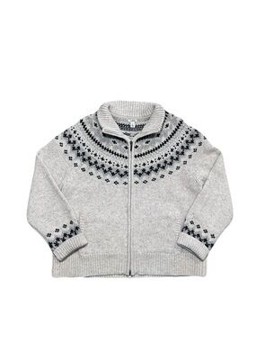 L.L. Bean Lambs Wool Fair Isle Nordic Full Zip Cardigan Knit Sweater XL Petite